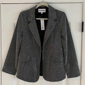 NWT - Steve Madden Black & Silver Rhinestone Embellishment Blazer - XS